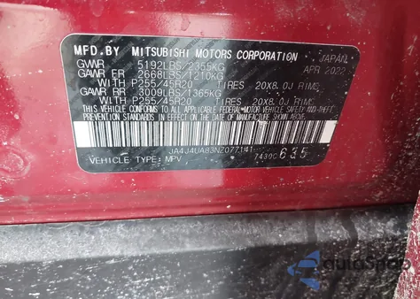 2022 Mitsubishi Outlander Black Edition S-Awc/Se 2.5 S-Awc/Se Launch Edition S-Awc z USA, uszkodzony, nr VIN JA4J4UA83NZ077141